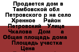 Продается дом в Тамбовской обл., Петровского р-на,село Хренное. › Район ­ Петровский › Улица ­ Чкалова › Дом ­ 19а › Общая площадь дома ­ 65 › Площадь участка ­ 40 › Цена ­ 170 000 - Тамбовская обл., Петровский р-н, Хренное д. Недвижимость » Дома, коттеджи, дачи продажа   